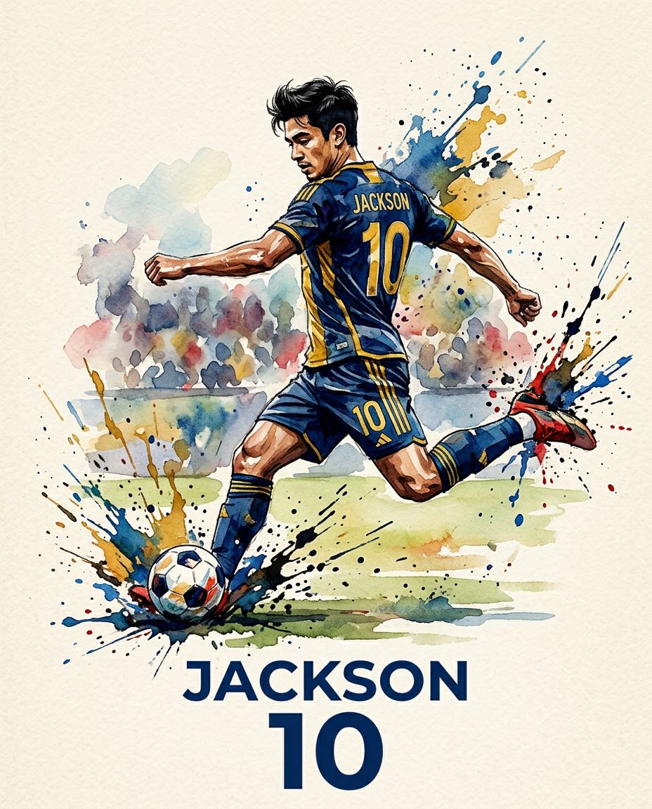 Finished Playprints personalised sports art print